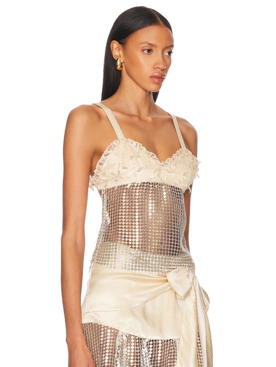 SIEDRES Tops - SIEDRÉS Locean Sequin Mesh & Bow Top Size 42 (US 6–8) NWT